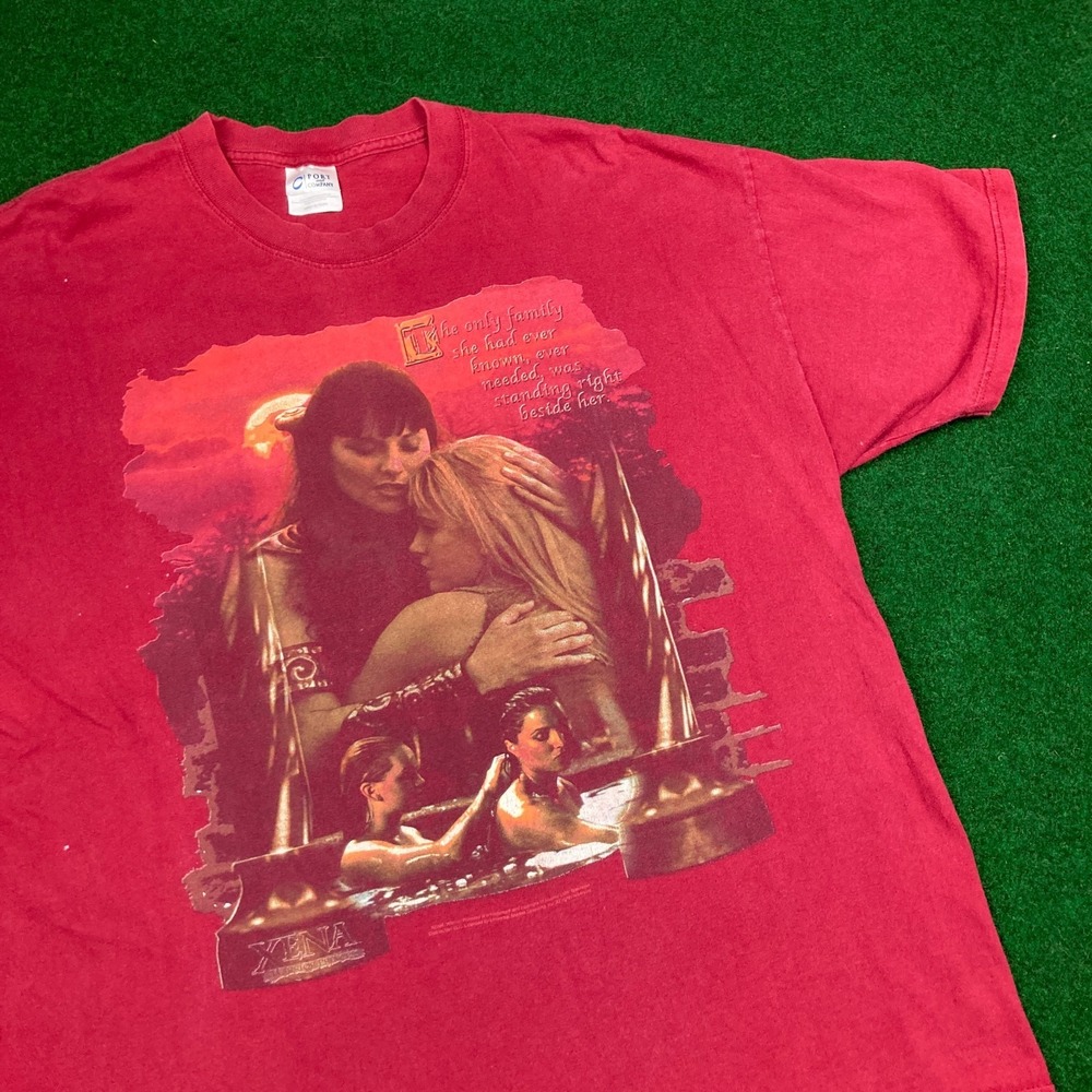 Vintage Xena Princess Warrior Shirt Mens XL Red 1997 TV Show Promo Universal 90s